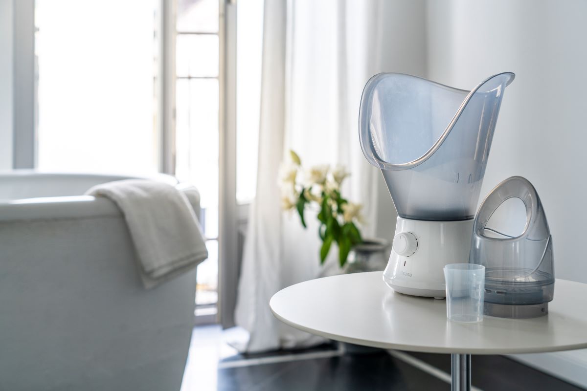 medisana facial sauna shown as a product image in a modern living environment.